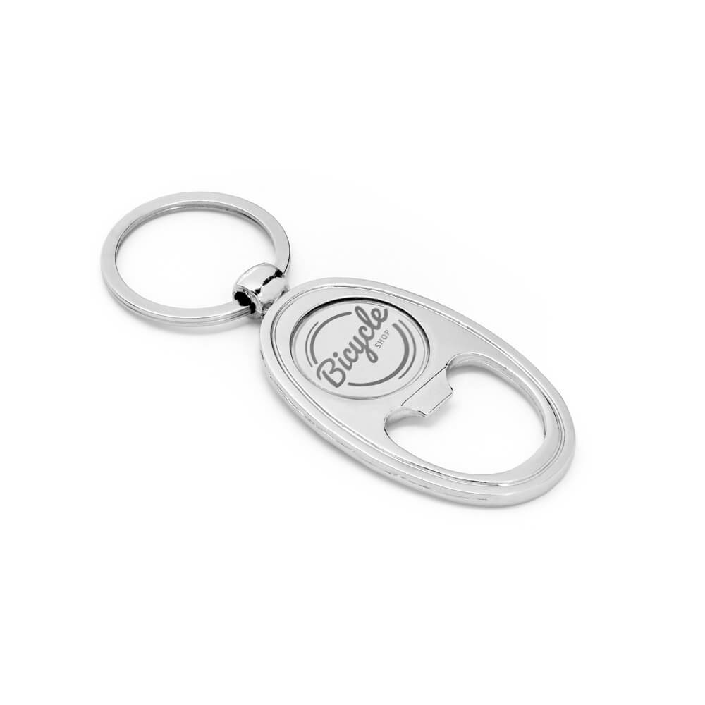 Chaveiro Gravação A Laser Metal Modelo Blake Com Abridor Cromado