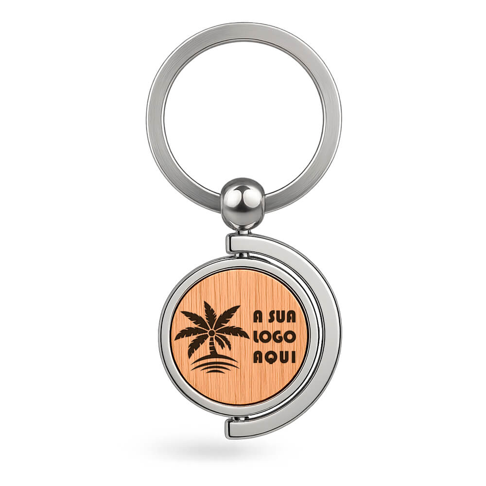 Chaveiro Gravação a Laser Bambu Modelo Giratório