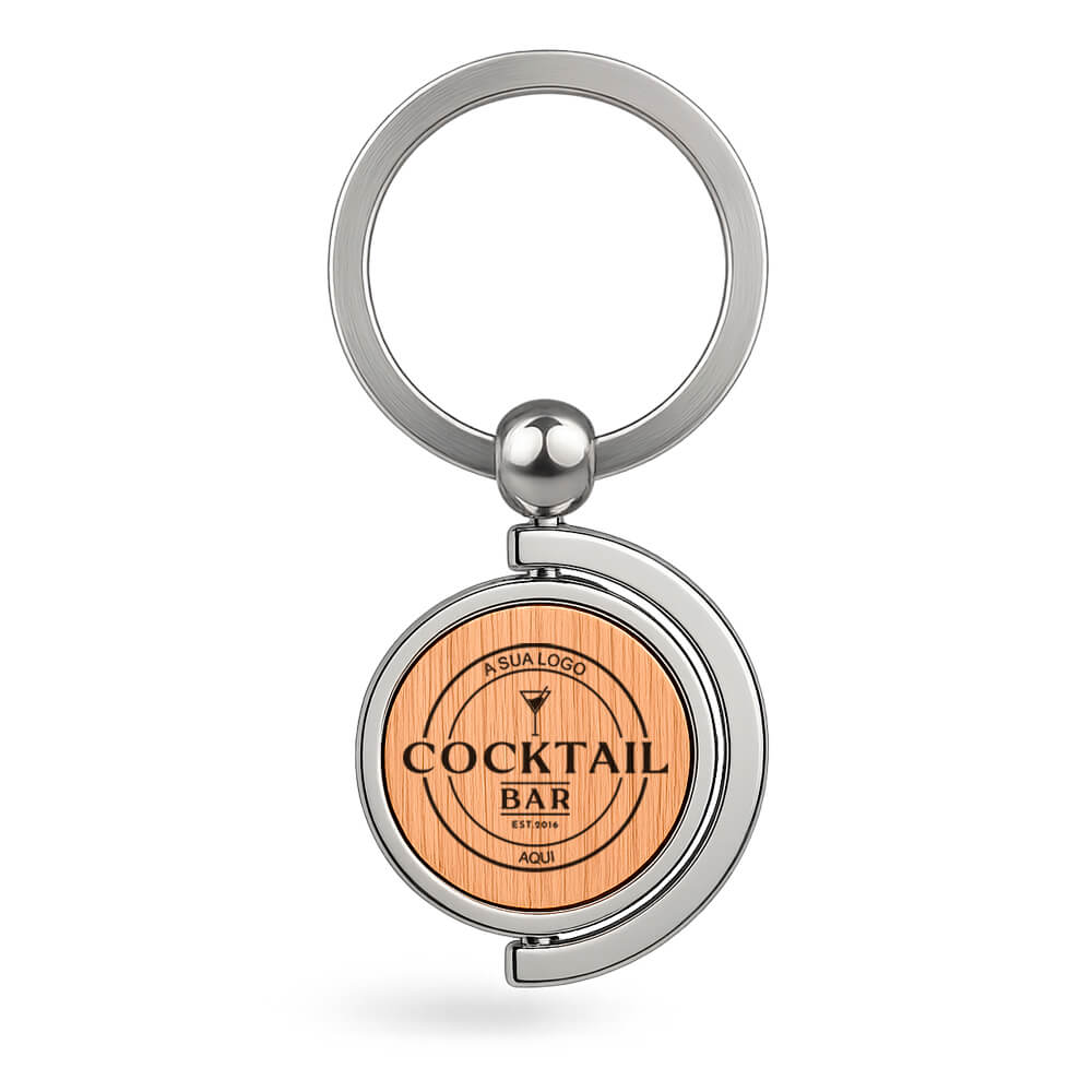 Chaveiro Gravação a Laser Bambu Modelo Giratório