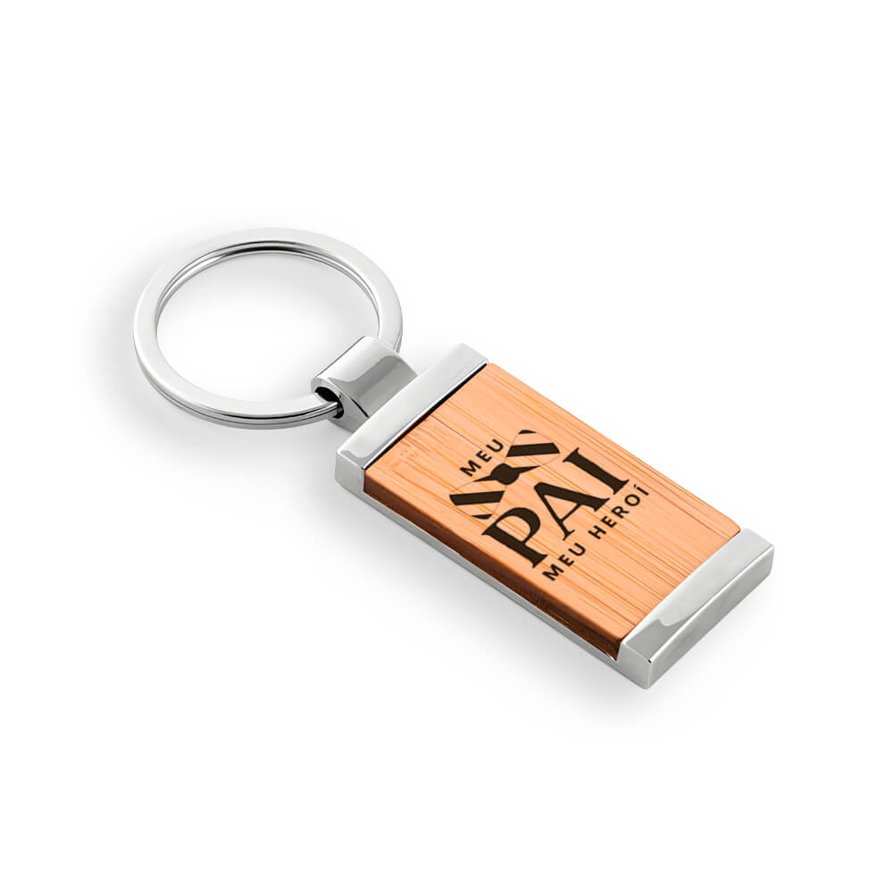 Chaveiro Gravação a Laser Bambu Modelo Retangular