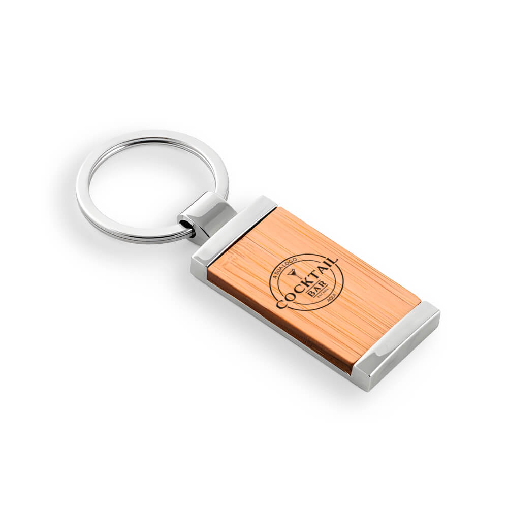 Chaveiro Gravação a Laser Bambu Modelo Retangular
