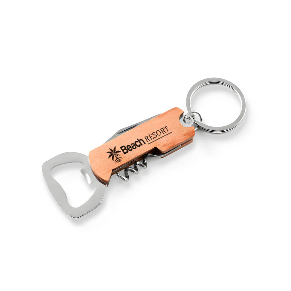 Abridor Gravação A Laser Bambu Modelo Saca Rolhas Com Canivete