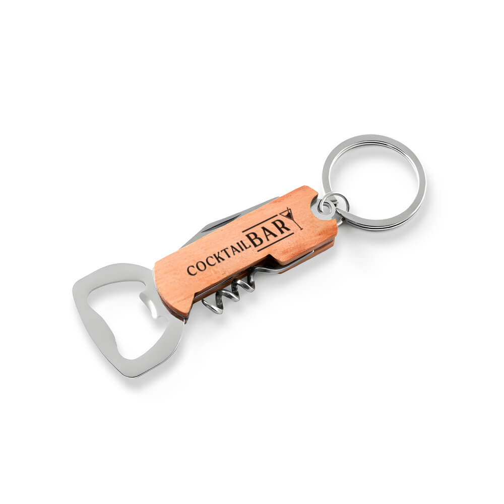 Abridor Gravação A Laser Bambu Modelo Saca Rolhas Com Canivete