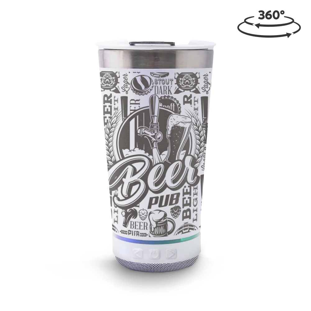 Copo Térmico com Abridor e Som 420ml Branco