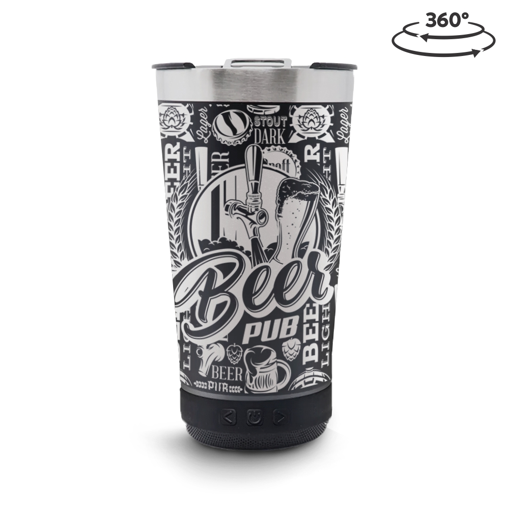 Copo Térmico com Abridor e Som 420ml Preto