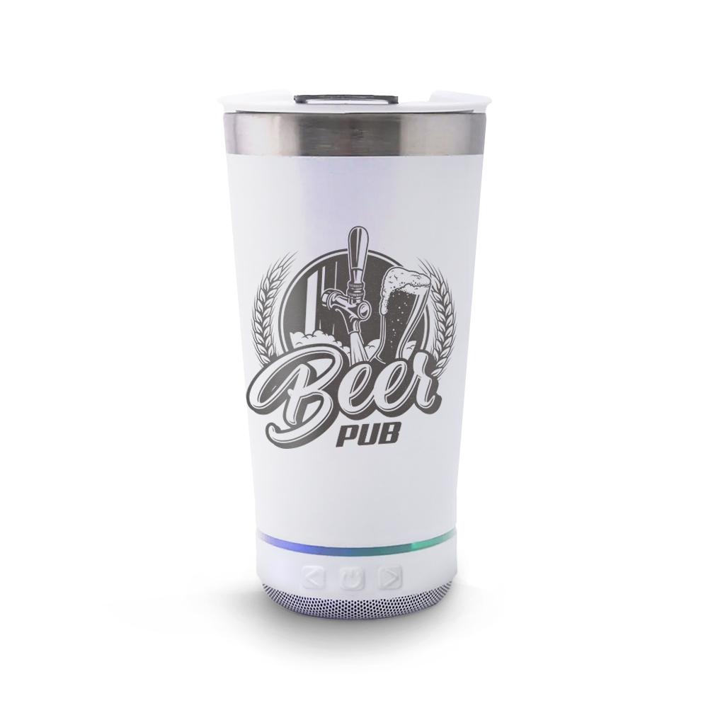 Copo Térmico Com Abridor e Som 420ml Branco