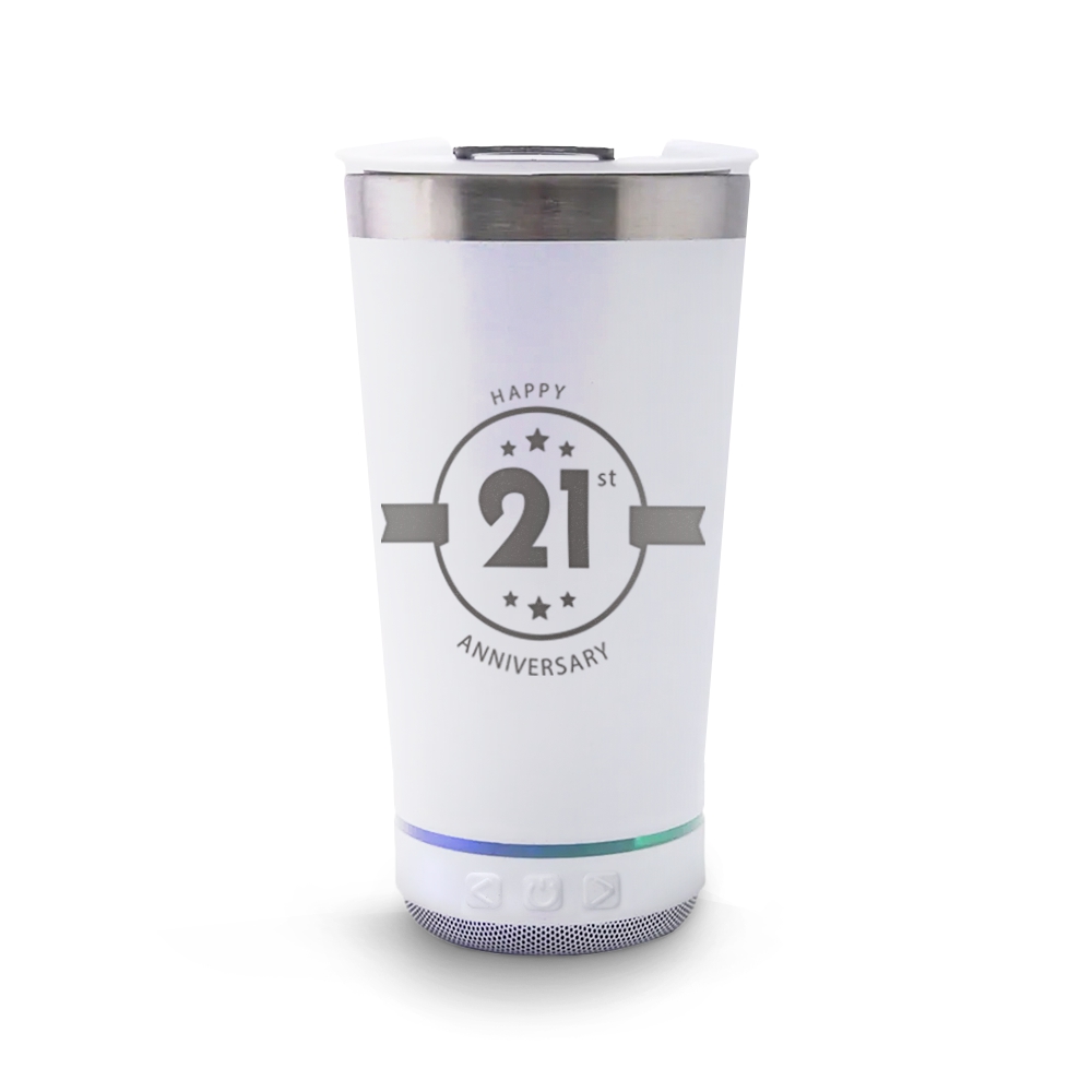 Copo Térmico Com Abridor e Som 420ml Branco