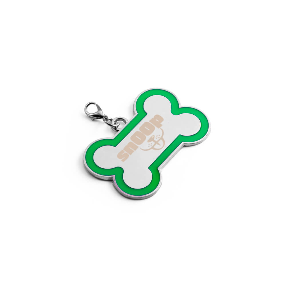 Chaveiro Gravação A Laser Metal Modelo Osso Com Detalhe Em Abs Verde