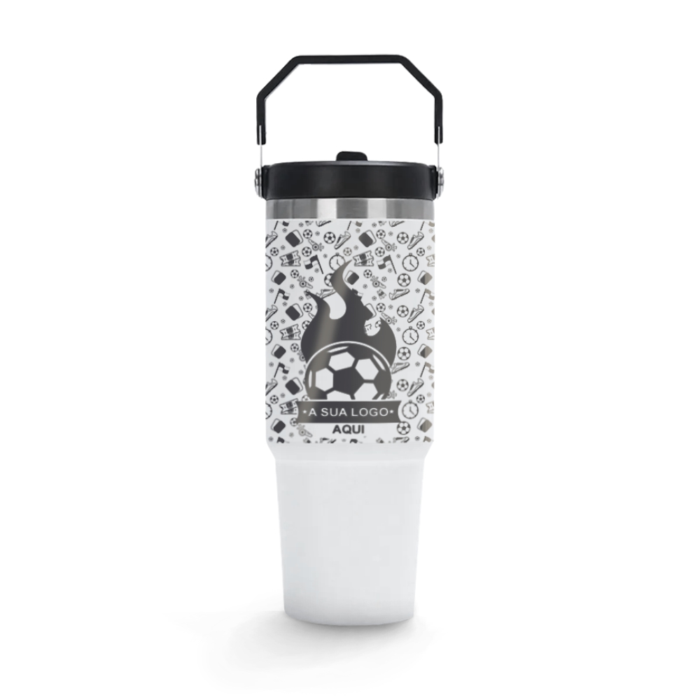 Copos Térmicos Modelo Alça Sextavada Com Tampa Gravação 360 900ml Branco