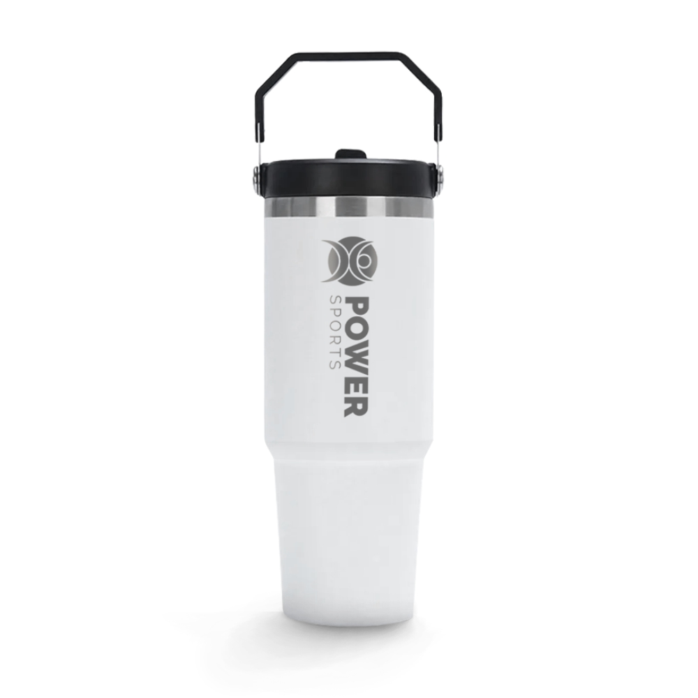 Copos Térmicos Modelo Alça Sextavada Com Tampa Gravação Frontal 900ml Branco