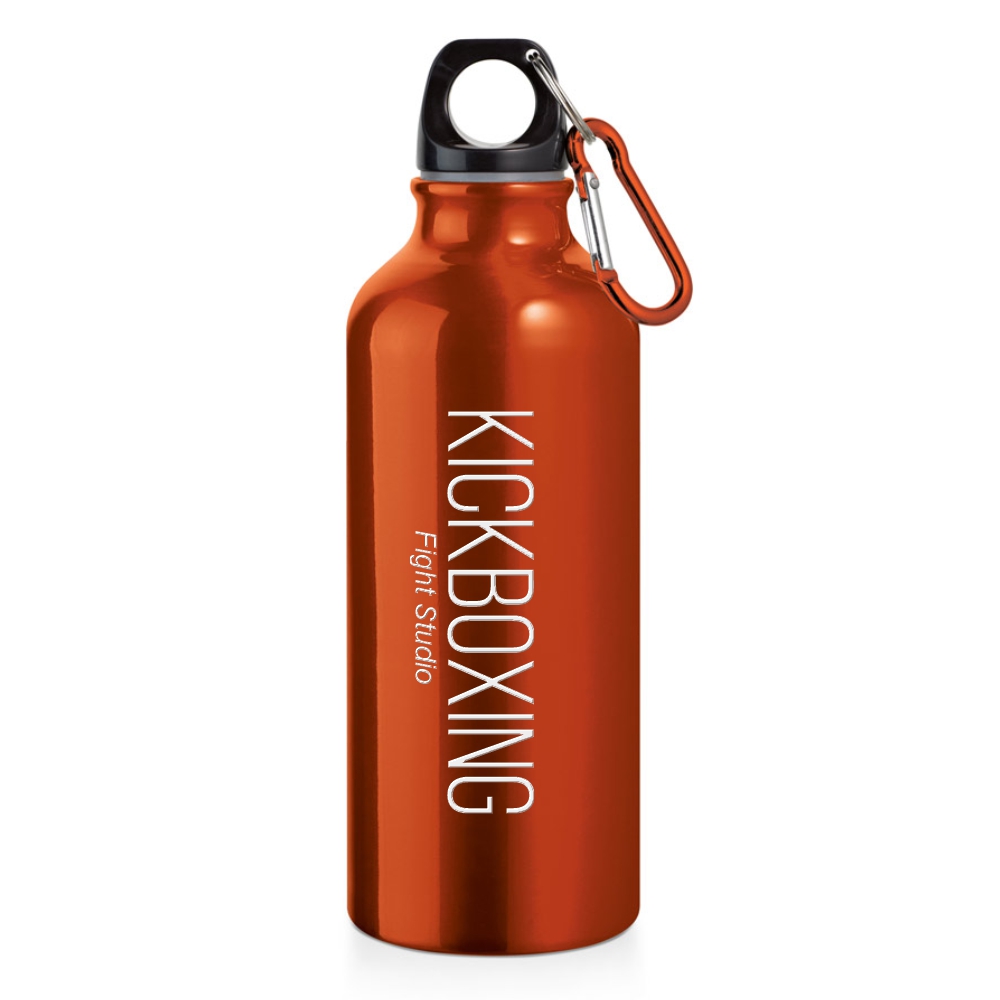 Squeeze De Alumínio Modelo Erald Com Mosquetão Gravação A Laser Frontal (Laranja)