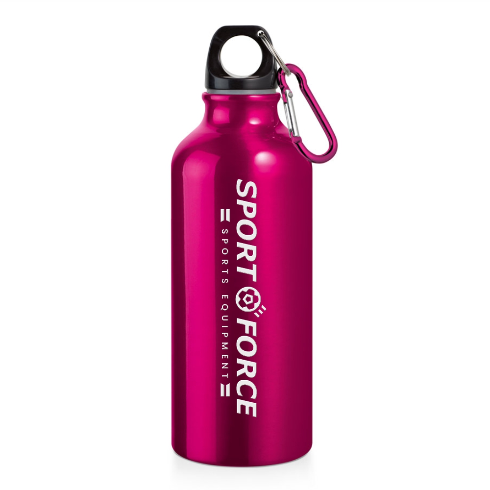 Squeeze De Alumínio Modelo Erald Com Mosquetão Gravação A Laser Frontal (Rosa)