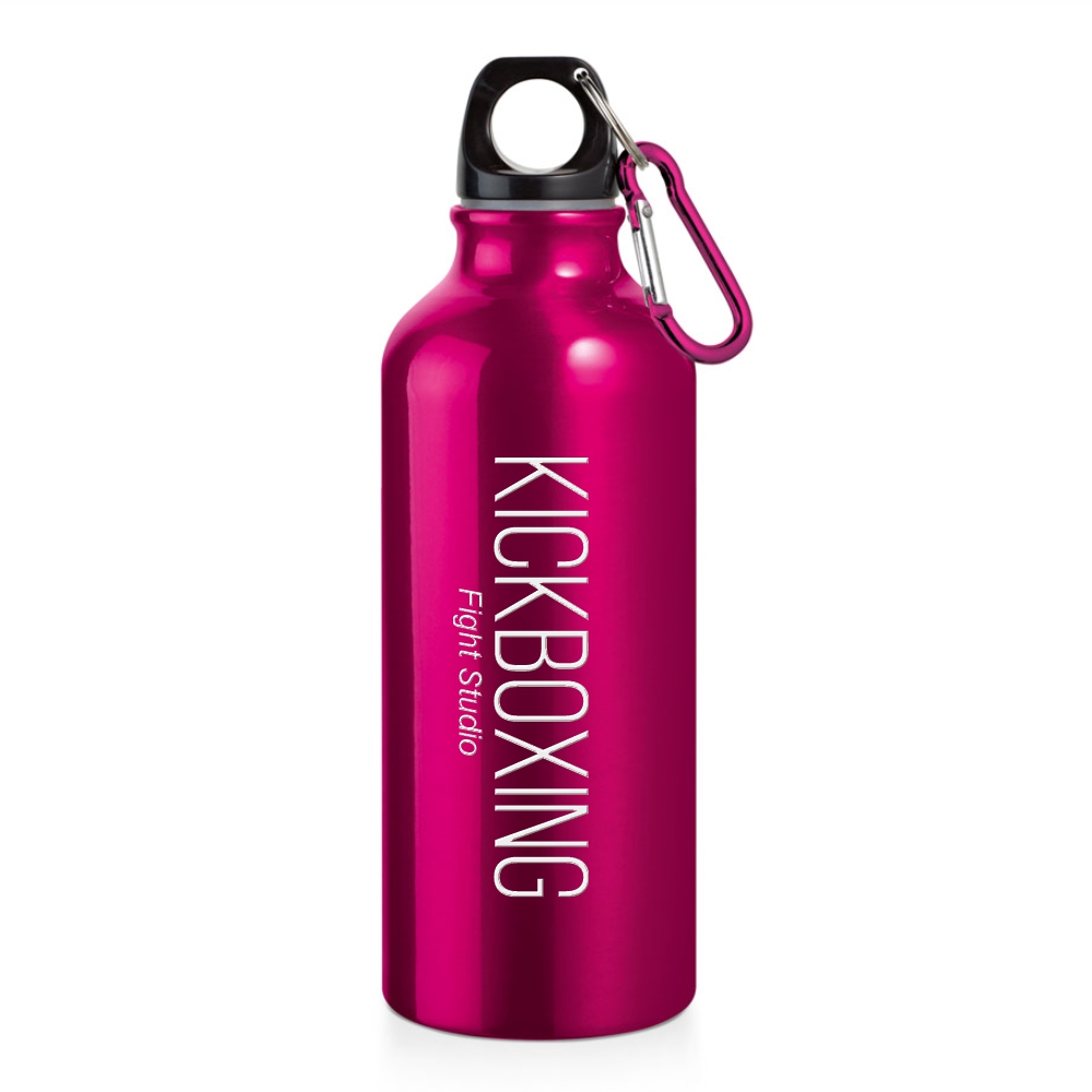 Squeeze De Alumínio Modelo Erald Com Mosquetão Gravação A Laser Frontal (Rosa)