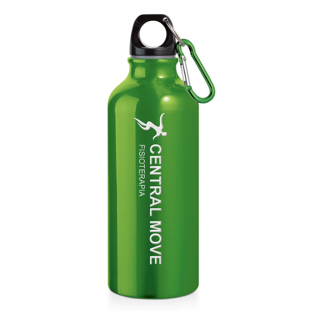 Squeeze De Alumínio Modelo Erald Com Mosquetão Gravação A Laser Frontal (Verde)