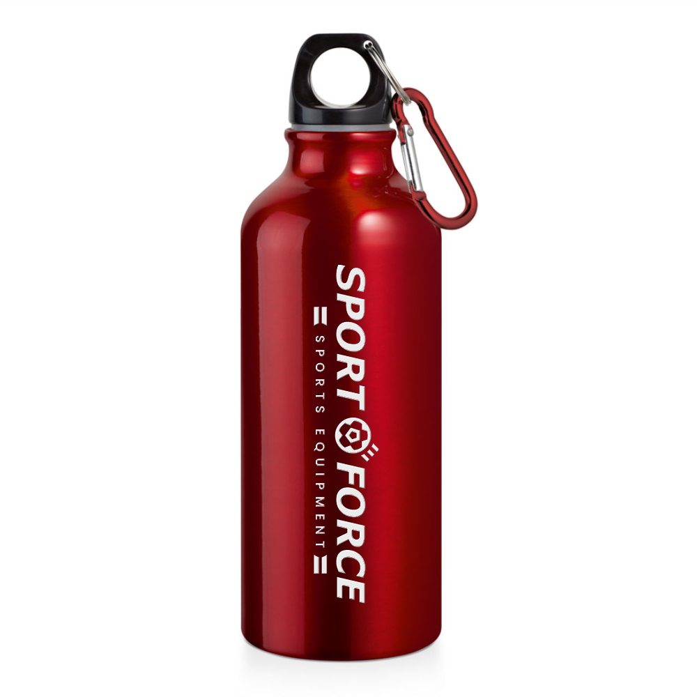 Squeeze De Alumínio Modelo Erald Com Mosquetão Gravação A Laser Frontal (Vermelha)