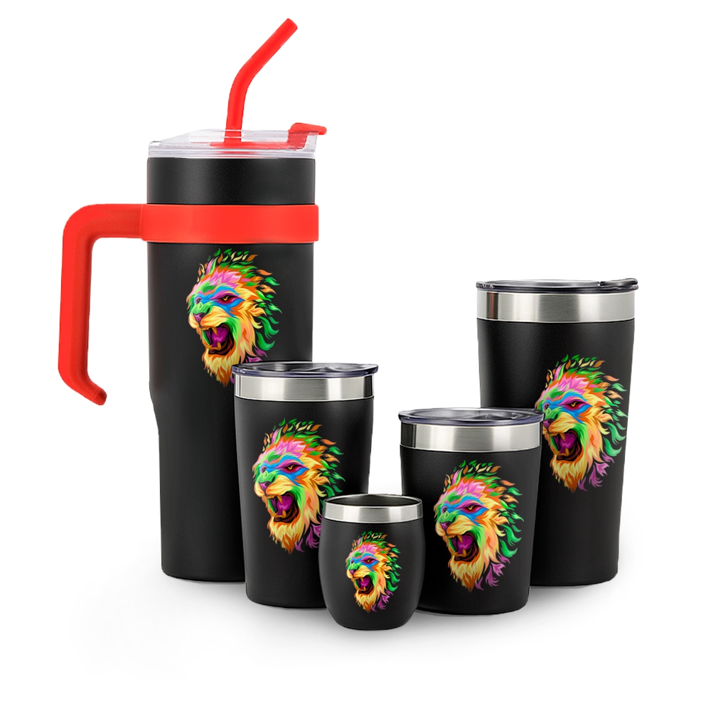 Kit Copos Térmicos Estilo Virginia 5x1 Adesivo Dtf Uv Branco (Preto)