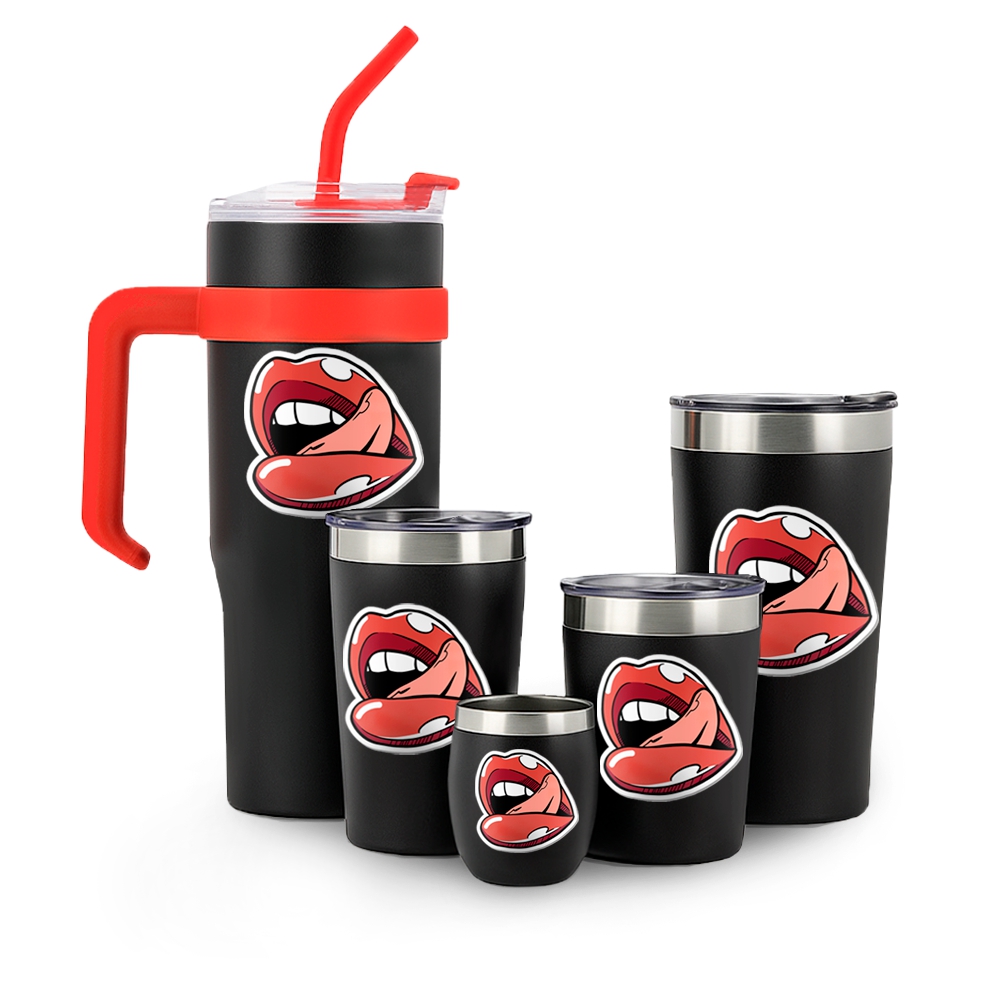 Kit Copos Térmicos Estilo Virginia 5x1 Adesivo Dtf Uv Branco (Preto)