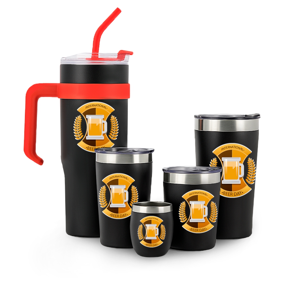 Kit Copos Térmicos Estilo Virginia 5x1 Adesivo Dtf Uv Branco (Preto)