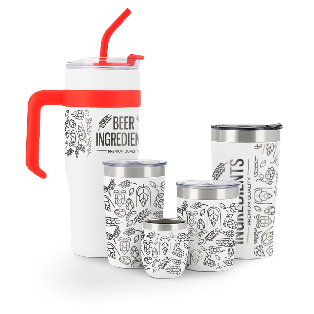 Kit Copos Térmicos Estilo Virginia 5x1 Gravação 360 (Branco)