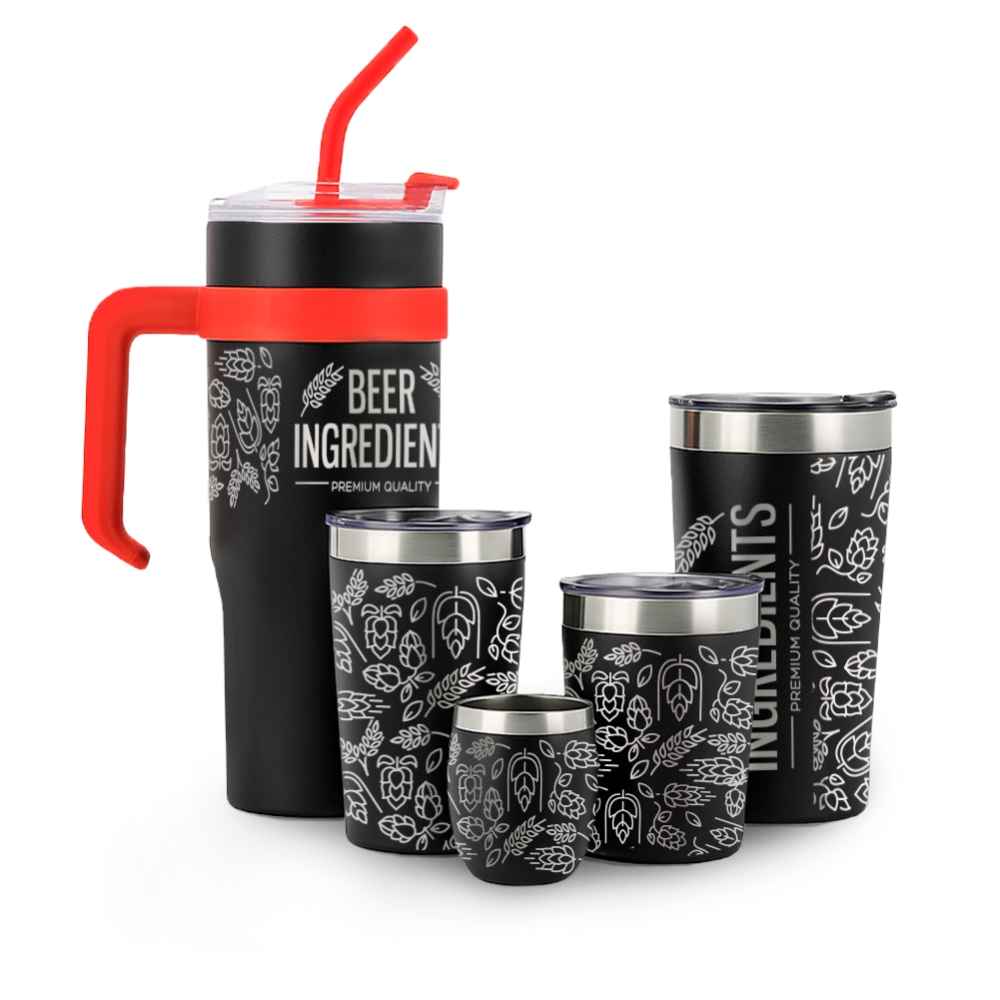 Kit Copos Térmicos Estilo Virginia 5x1 Gravação 360 (Preto)