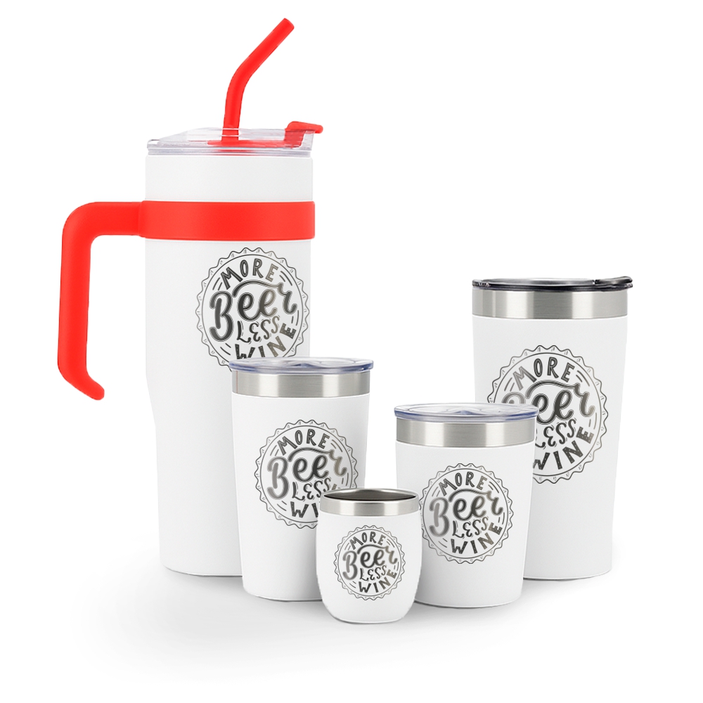 Kit Copos Térmicos Estilo Virginia 5x1 Gravação Frontal (Branco)