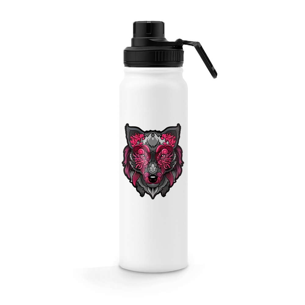 Garrafa De Aço Inox Térmica Esportiva Bico Reto Com Dtf Uv 800ml (Branca)