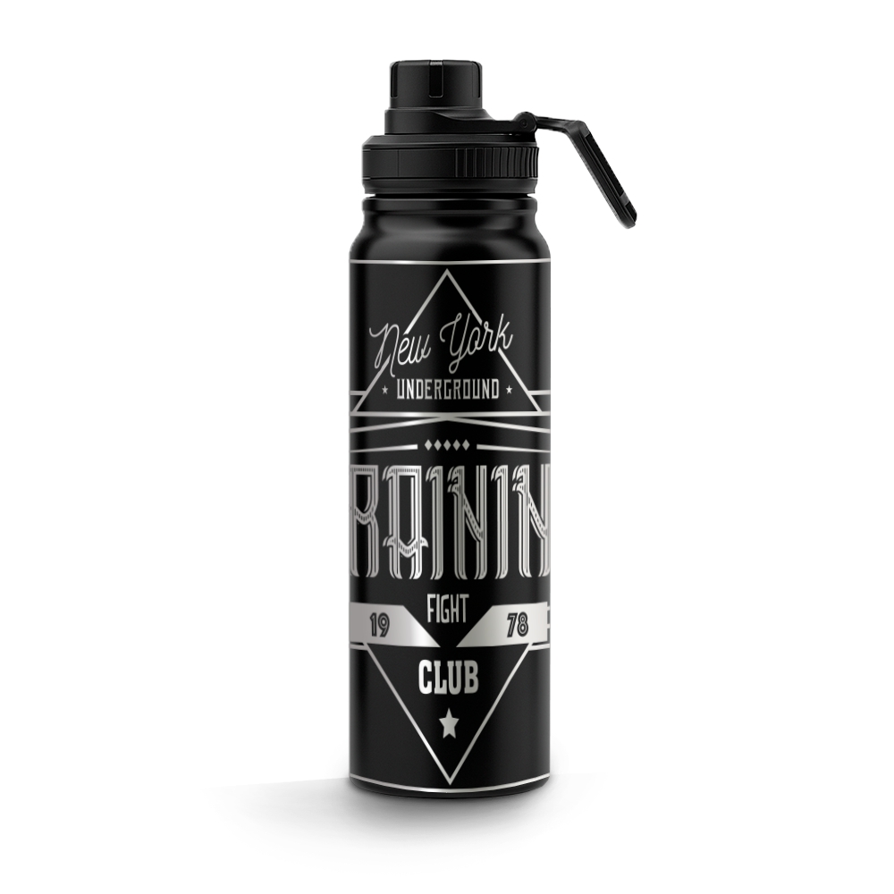 Garrafa De Aço Inox Térmica Esportiva Bico Reto Gravação 360 800ml (Preta)