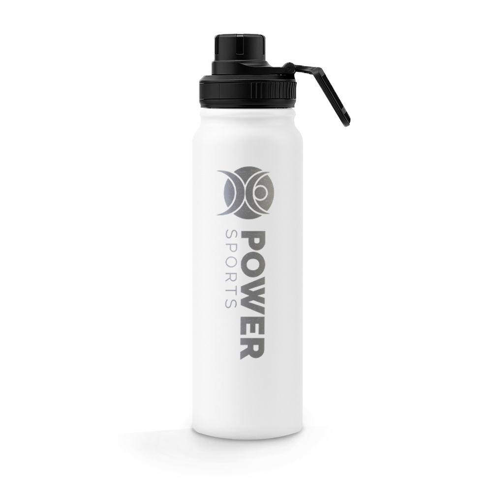 Garrafa De Aço Inox Térmica Esportiva Bico Reto Gravação Frontal 800ml (Branca)