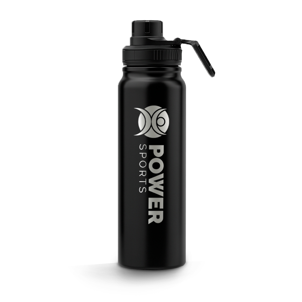 Garrafa De Aço Inox Térmica Esportiva Bico Reto Gravação Frontal 800ml (Preta)