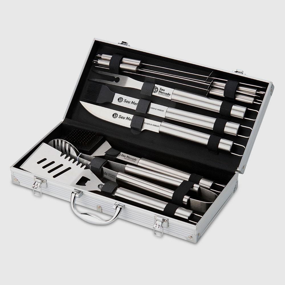 Kit Churrasco Maleta Aluminio 10 Peças