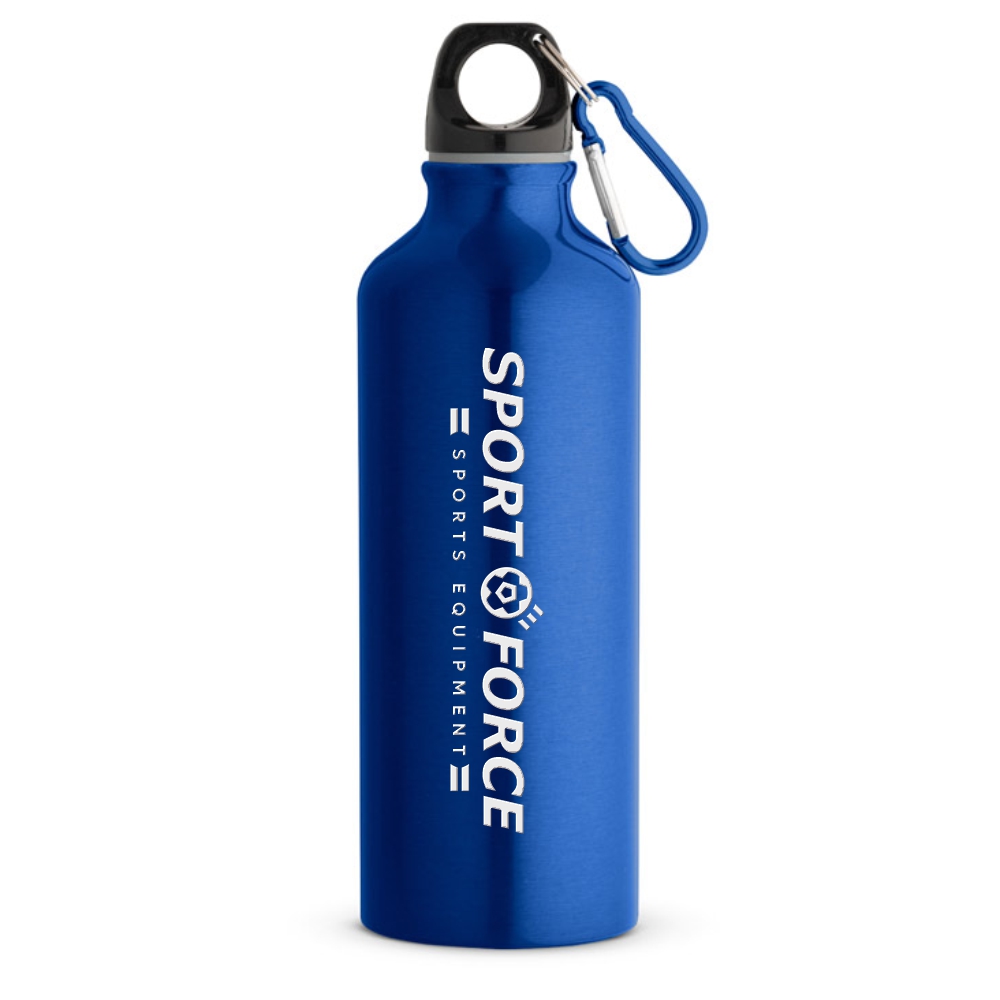 Squeeze De Alumínio Modelo Erald Com Mosquetão Gravação A Laser Gravação Frontal (Azul Escuro)