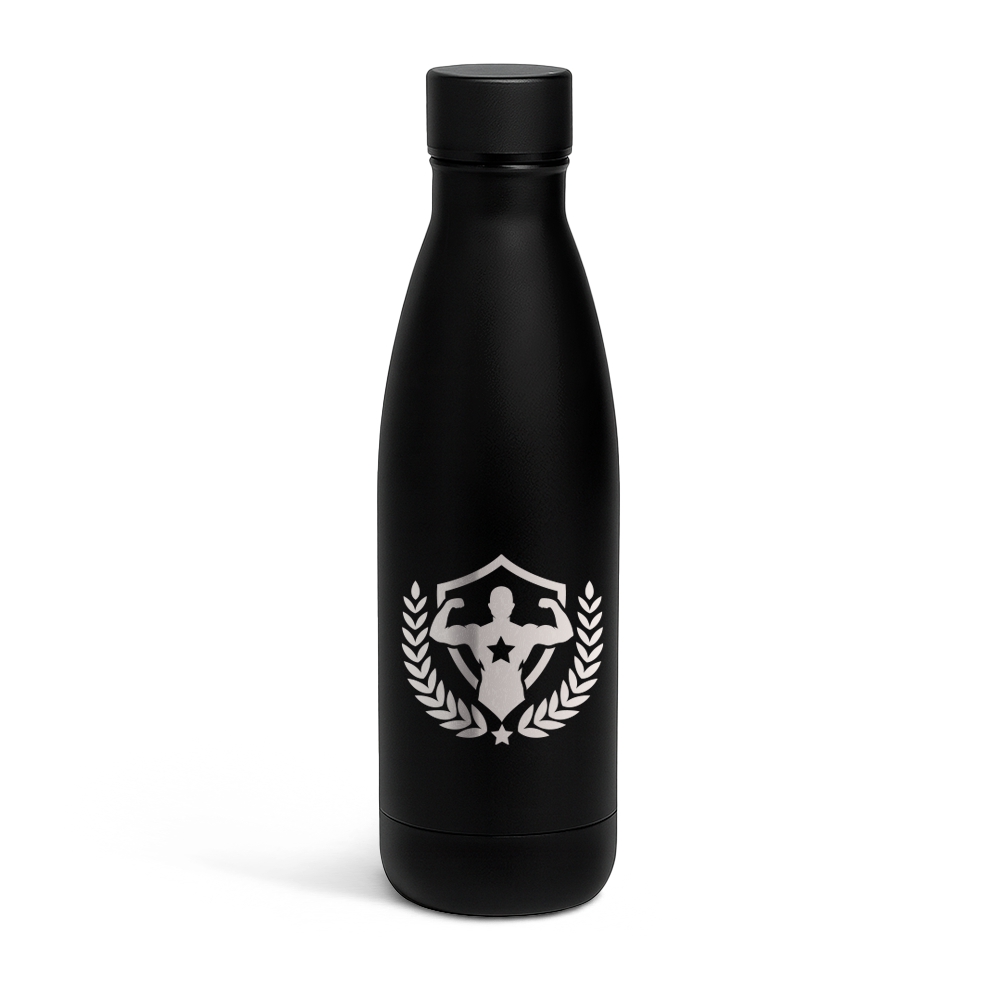 Garrafa De Aço Inox Térmica Modelo Buffon Gravação Frontal (Preta)