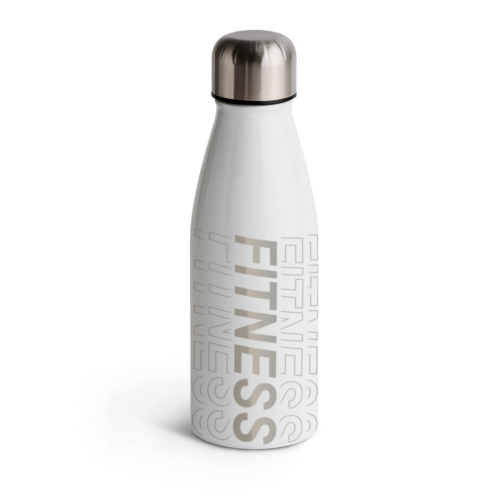 Garrafas E Squeezes Squeeze De Alumínio Modelo Beane Com Tampa Inox Gravação A Laser Frontal (Branca)