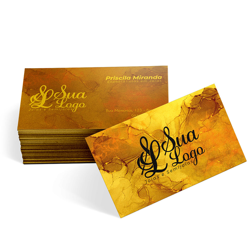 Cartões de Visita Papéis Especiais Gold Master 300g Sem Verniz