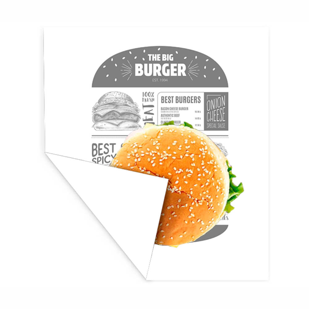 Delivery Papel Para Hambúrguer Personalizado Glasspel 35g (200x280mm)