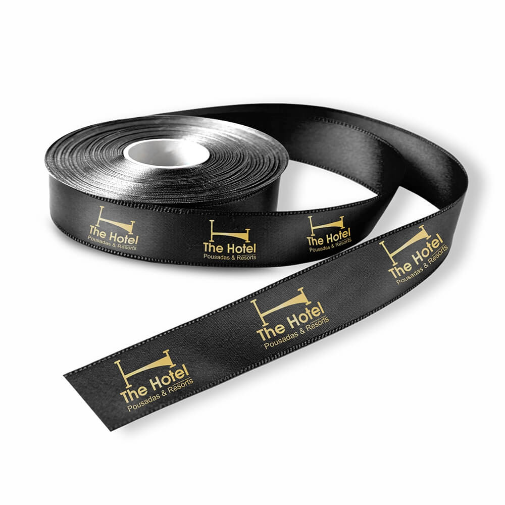 Fita De Cetim Rolo Com 50 Metros Largura De 15mm (Preta)