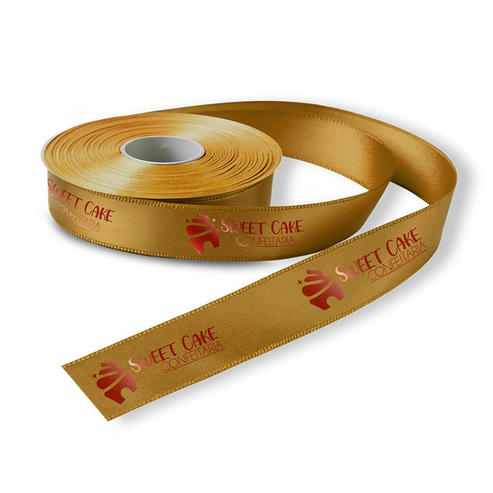 Fita De Cetim Rolo Com 50 Metros Largura De 22mm (Dourada)