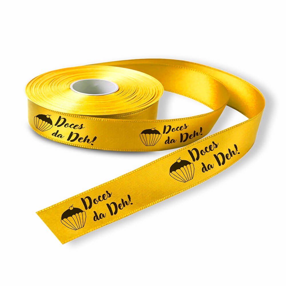 Fita De Cetim Rolo Com 50 Metros Largura De 30mm (Amarela)