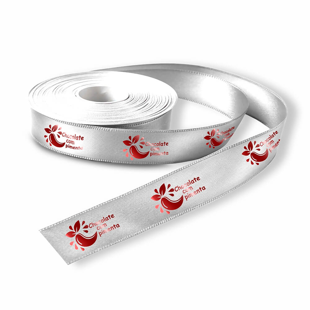 Fita De Cetim Rolo Com 50 Metros Largura De 30mm (Prata)