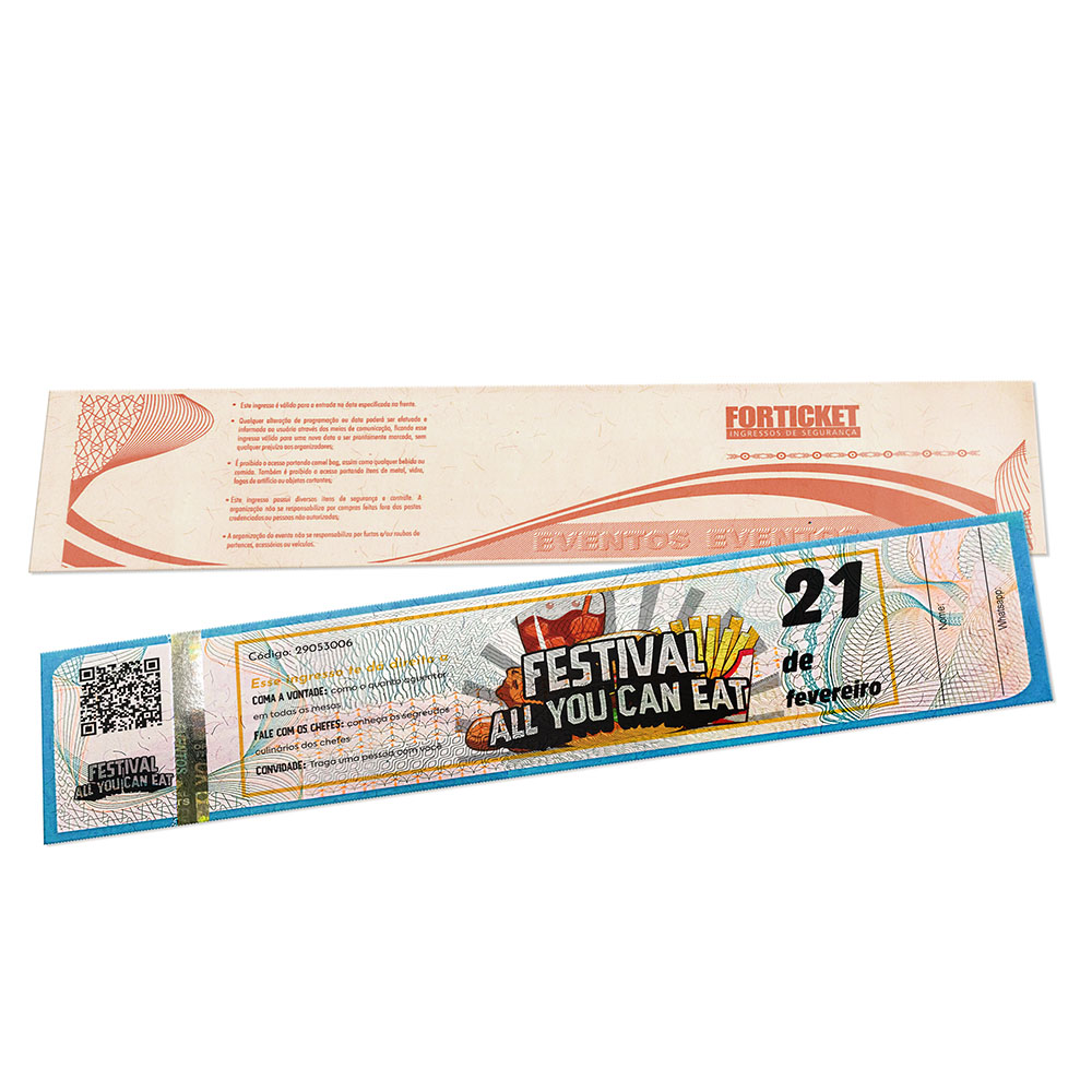 Ingressos De Segurança Azul (211x51mm)