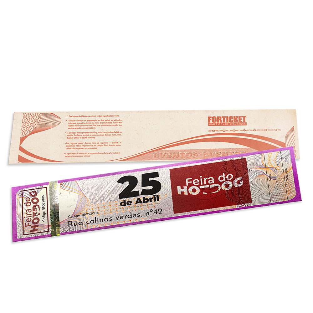 Ingressos De Segurança Rosa (211x51mm)