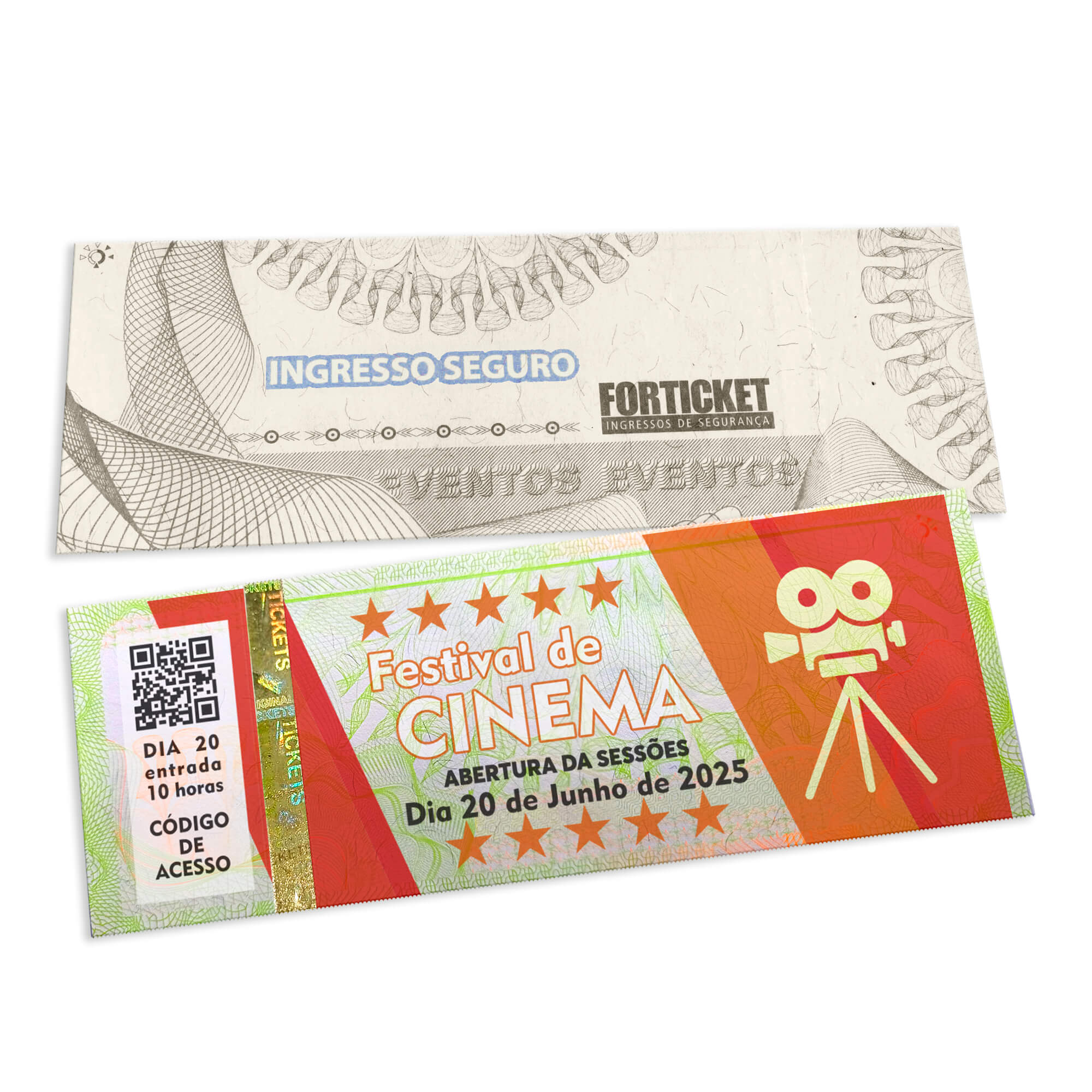 Ingressos De Segurança Verde (150x55mm)