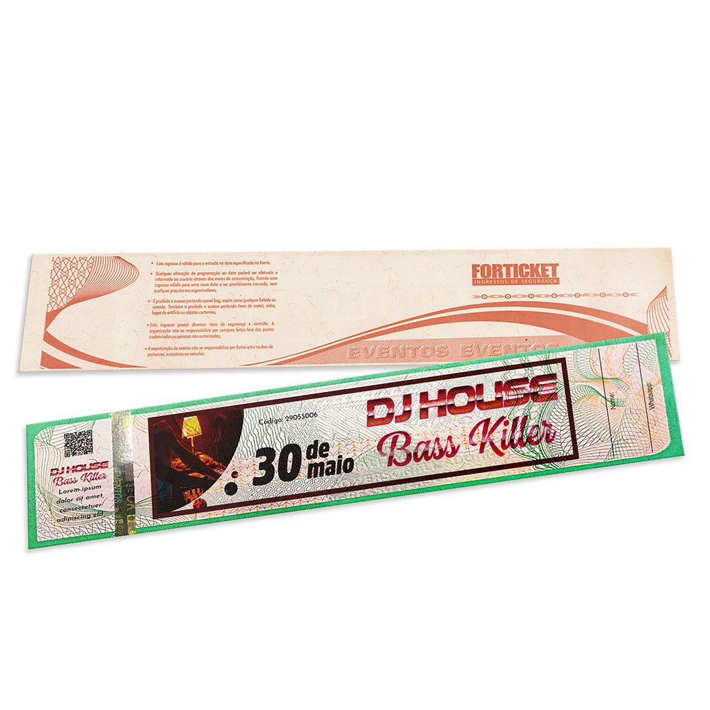 Ingressos De Segurança Verde (211x51mm)