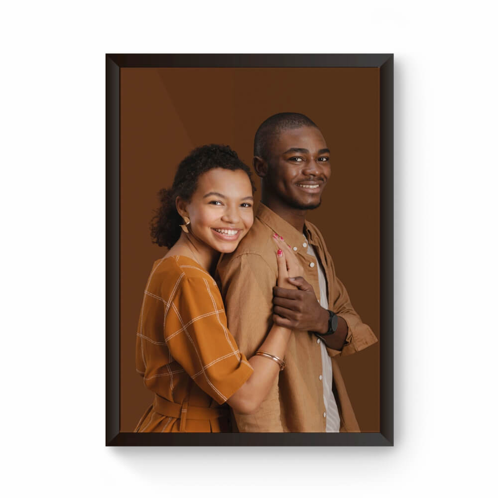 Moldura Com Acetato Madeira Maciça Envelopada Preta E Folha Couche 150g (330x450mm)