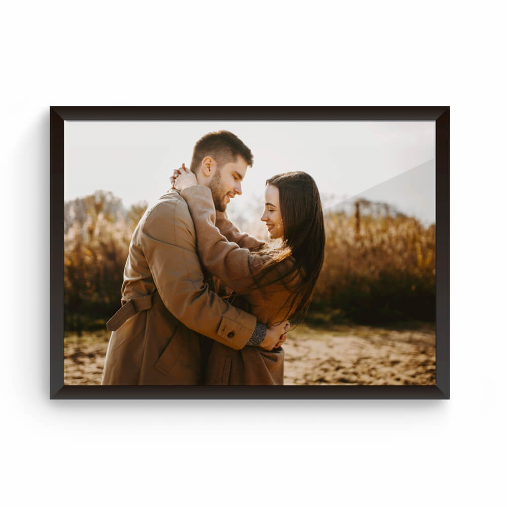 Moldura Com Acetato Madeira Maciça Envelopada Preta E Folha Couche 150g (280x230mm)