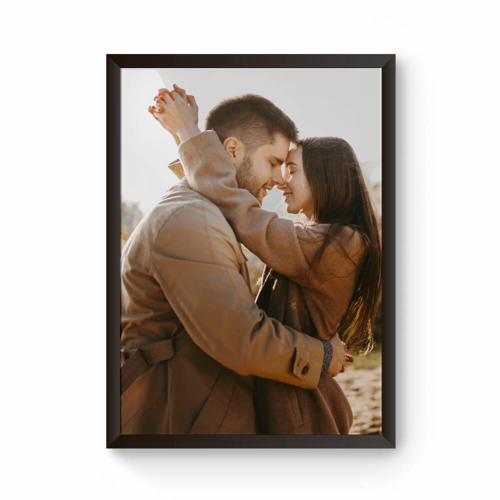 Moldura Com Acetato Madeira Maciça Envelopada Preta E Folha Couche 150g (180x240mm)