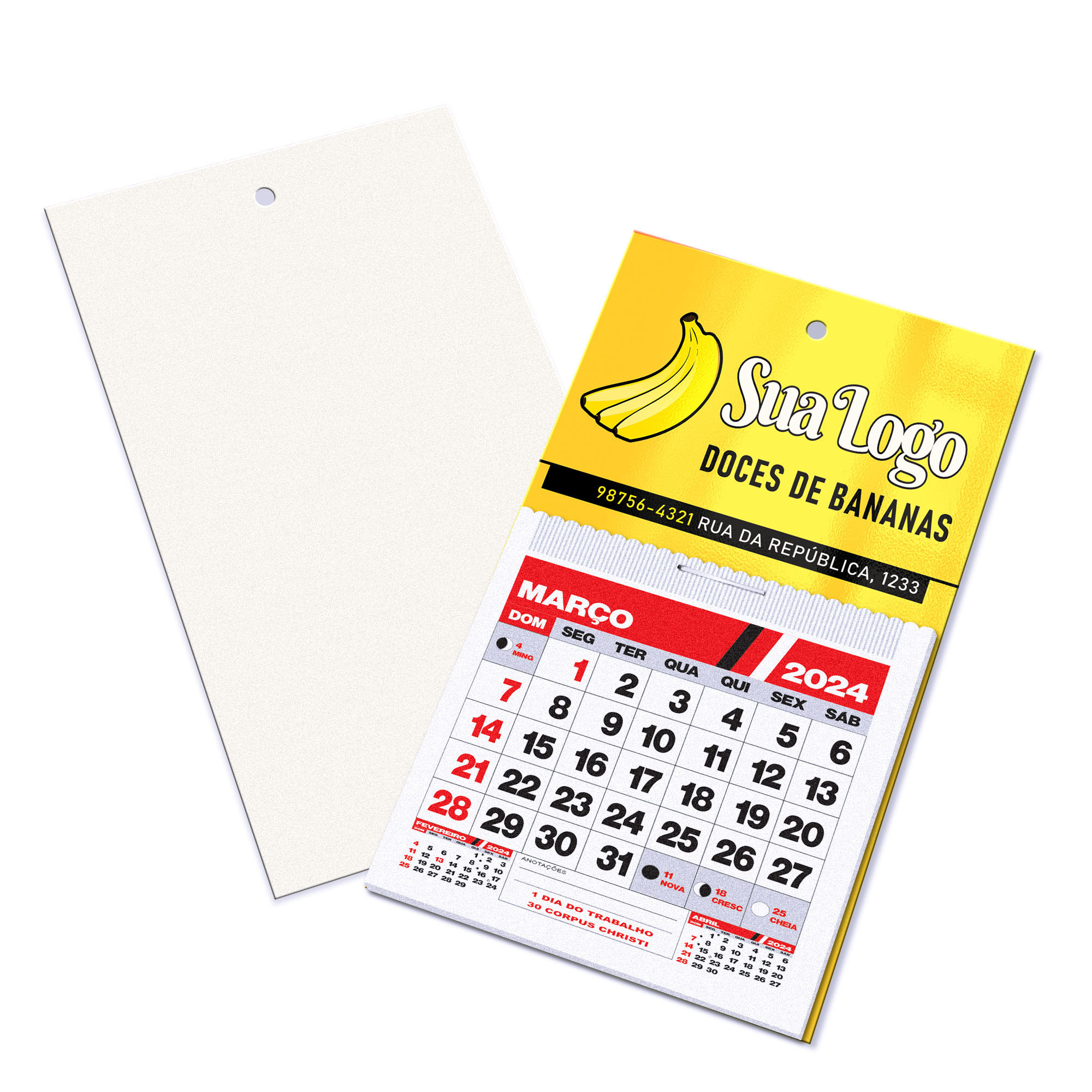 Postais Furo Com Calendário Supremo 255g Verniz Uv Total Frente