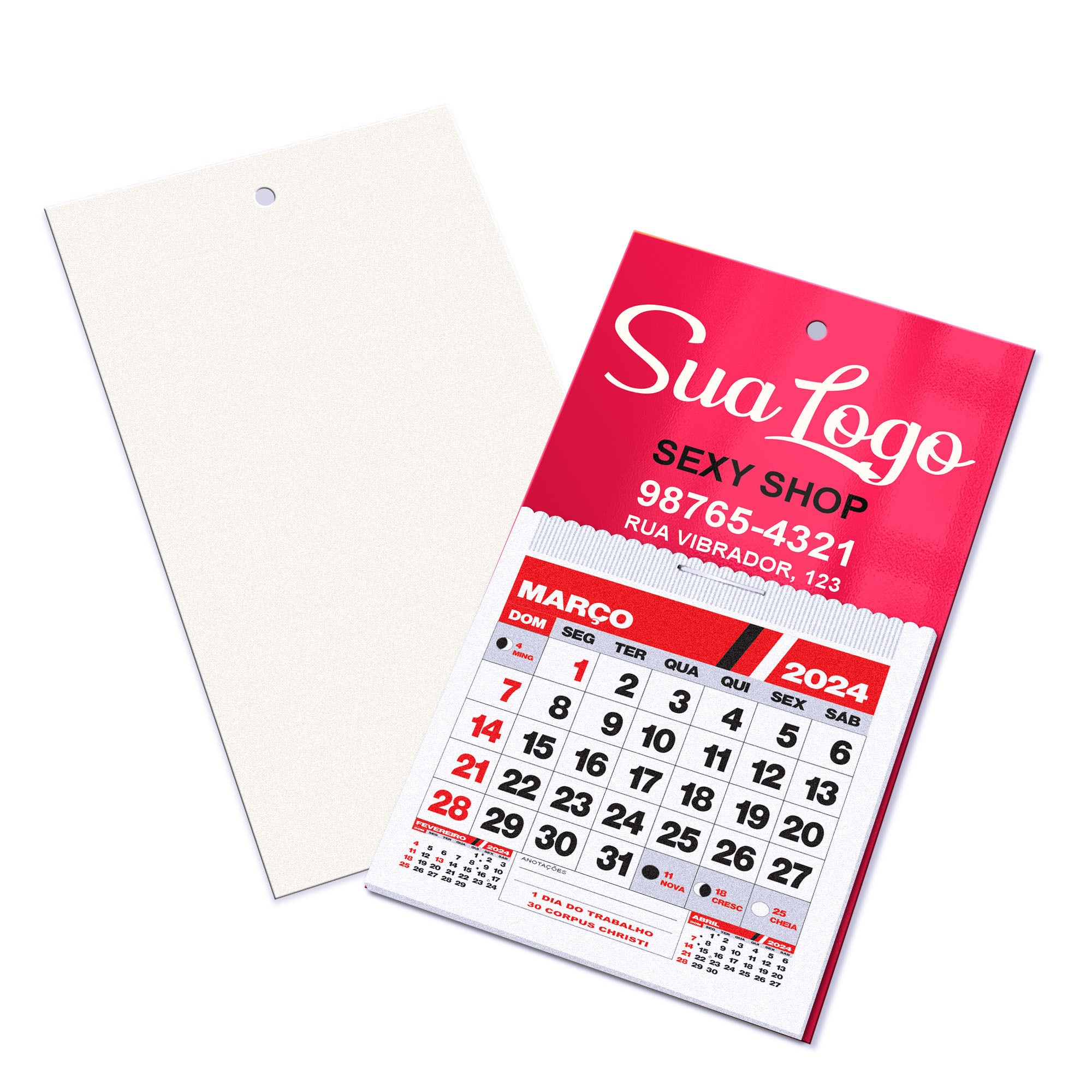 Postais Furo Com Calendário Supremo 255g Verniz Uv Total Frente