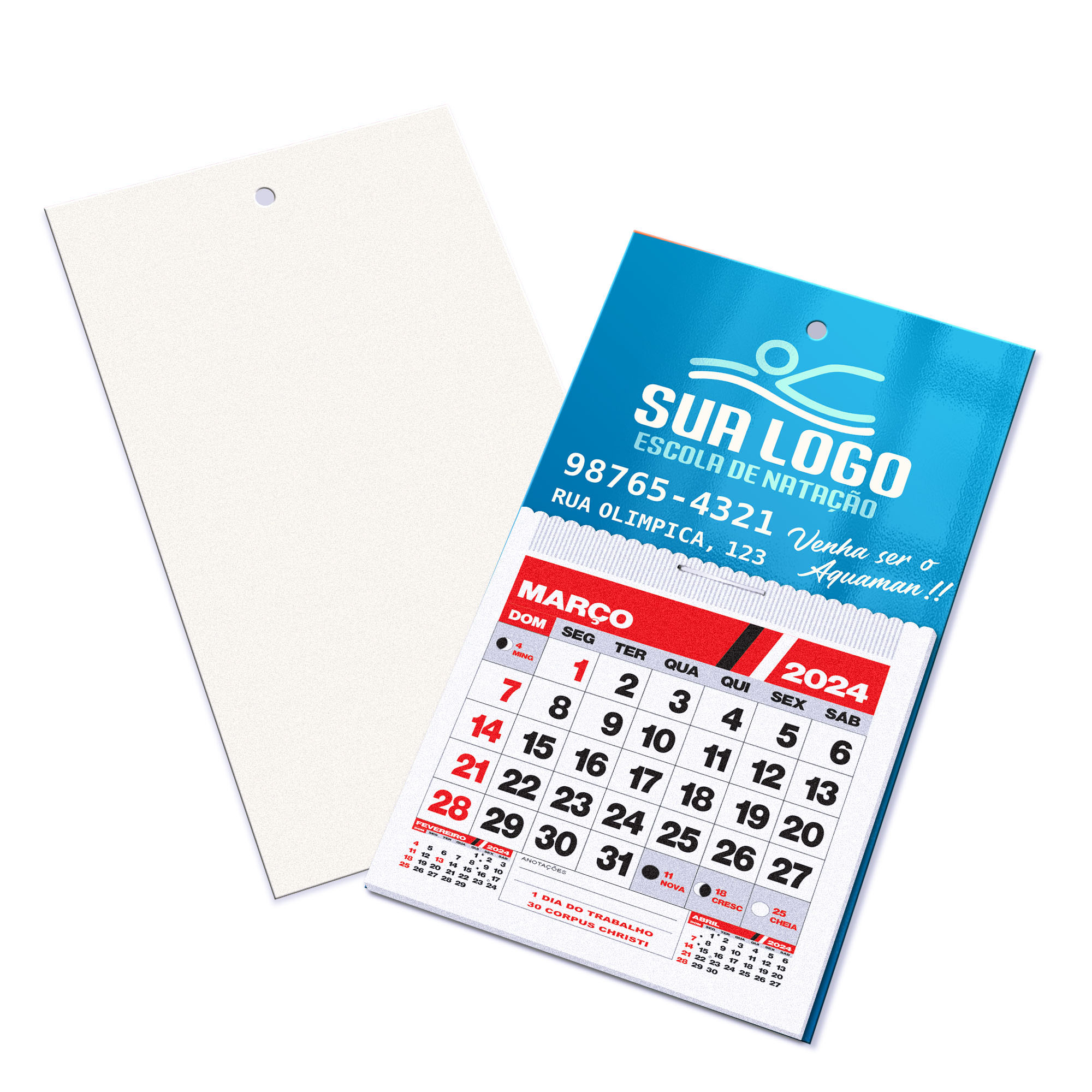 Postais Furo Com Calendário Supremo 255g Verniz Uv Total Frente