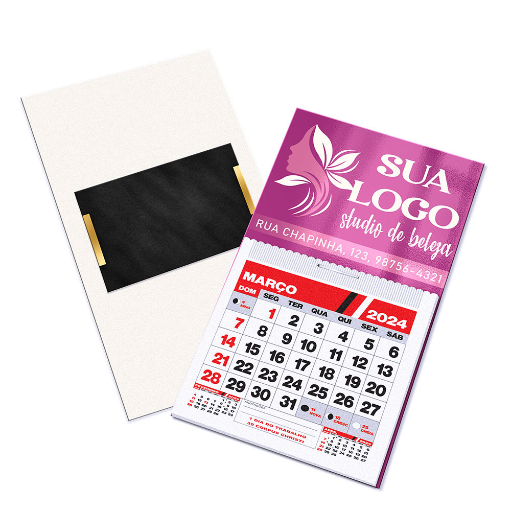 Postais Imantado Simples com Calendário Supremo 255g Verniz Uv Total Frente